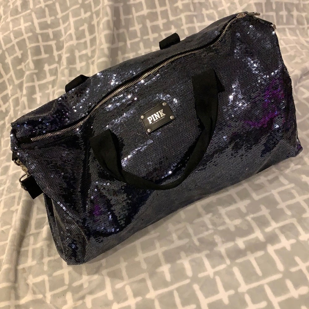 VS pink navy sequins duffel bag